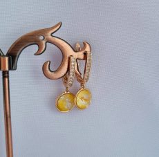 Paauksuoti auskarai su swarovskio kristalu "Saulė"