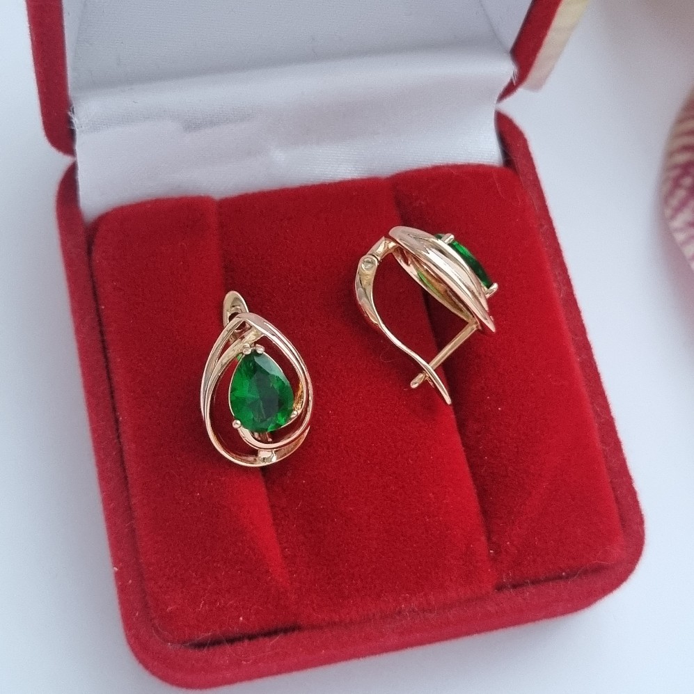 Paauksuoti auskarai „Žalias lašas „ - Image 2