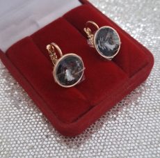 Paauksuoti auskarai su swarovskio kristalais „Night"