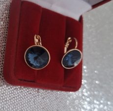 Paauksuoti auskarai su swarovskio kristalais „Bloo“