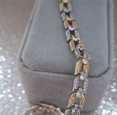 Balto - geltono paauksavimo apyrankė 19,5cm arba 21,5 cm 