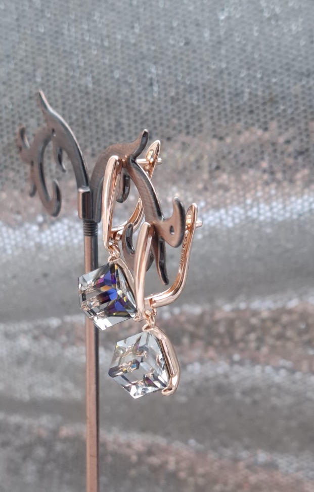 „Fokus mėlyni“ paauksuoti auskarai - Image 2